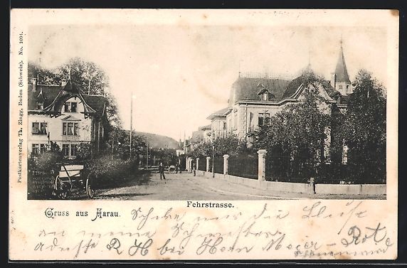 Cartoline postali: AK Aarau, Blick in die Fehrstrasse, 1901 – Usato da Berlin venduto da bartko-reher