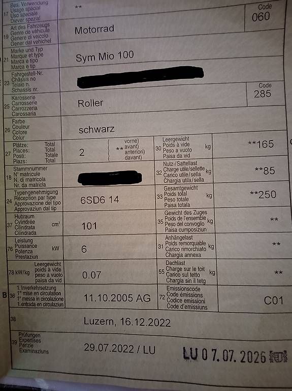 Sonstige: Roller Sym Mio 100 zu verkaufen – Gebraucht aus Altwis von tscheiny 4