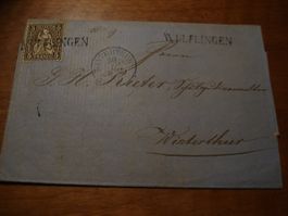 Faltbrief sitz. Helvetia, 1863, Stab-o Wülflingen