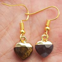 Ohrringe F-33 – Herz – Tigerauge und Amethyst – 1 Paar