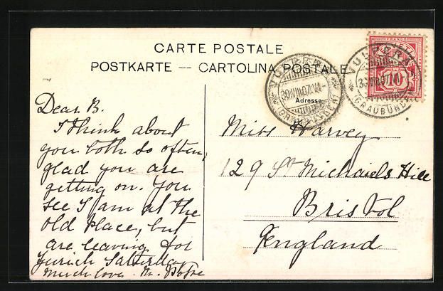 Cartoline postali: AK Tarasp, Ortspartie mit Schloss Tarasp – Usato da Berlin venduto da bartko-reher 1