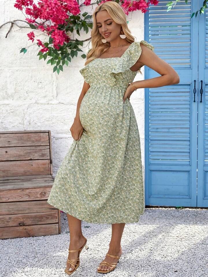Shein Vestiti: Geblümtes Umstandskleid mit Rüschen – Nuovo (secondo la descrizione) da Kloten venduto da Capybara123