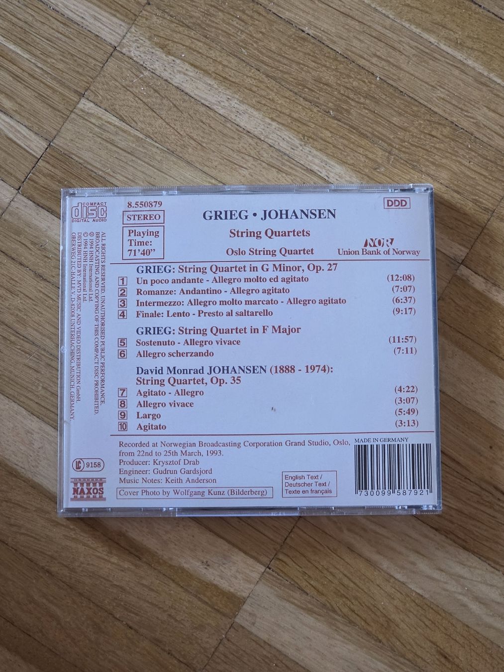 CD: CD: Grieg und Johansen Streichquartette – Usato da Aesch BL venduto da immon 1