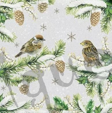 Tovaglioli: Serviette sparrows in snow (1455) 2Stk. – Nuovo (secondo la descrizione) da Schlatt TG venduto da kreativ-atelier