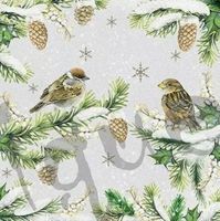 Serviette sparrows in snow (1455) 2Stk.