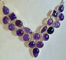 Halskette mit echtem Amethyst, handgefertigt, Silber 925,...