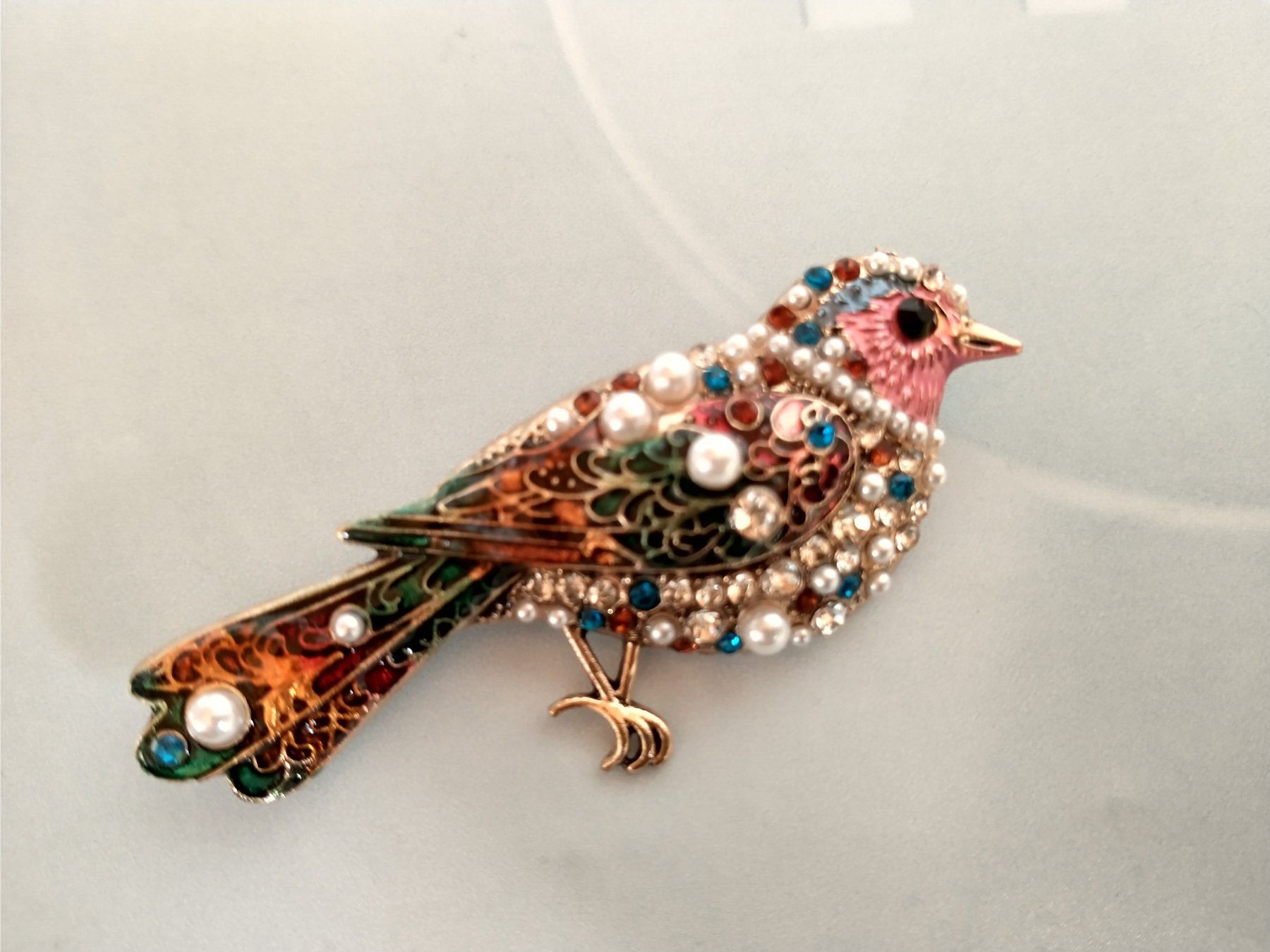 Spille & Fermagli: wunderschöne  Vogel Brosche mit Strass und Perlen – Nuovo (secondo la descrizione) da Löhningen venduto da Chimae67 3
