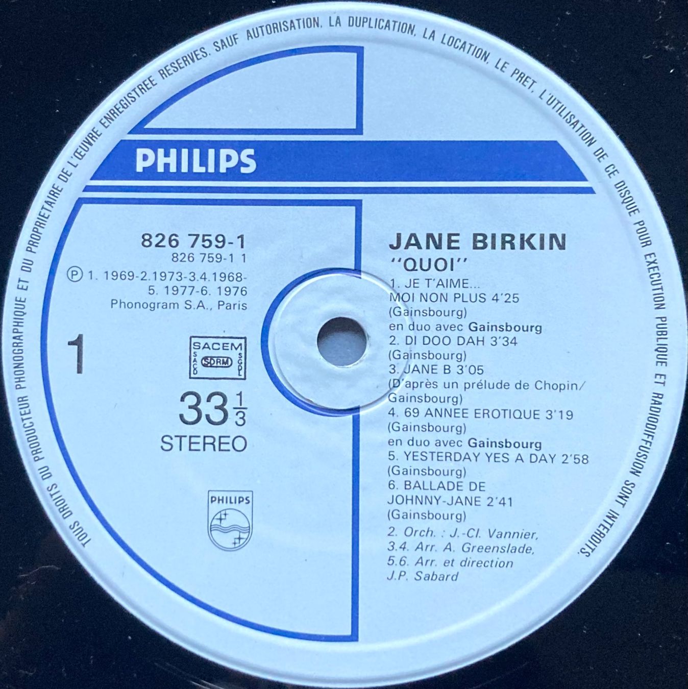 Dischi in vinile: JANE BIRKIN - QUOI – Usato da Poliez-Pittet venduto da Newtown-Records 2