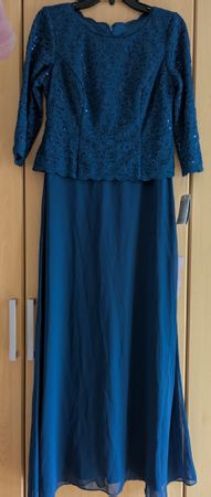 Dunkeltürkis Abendkleid mit Spitze, Grösse 36 , neu