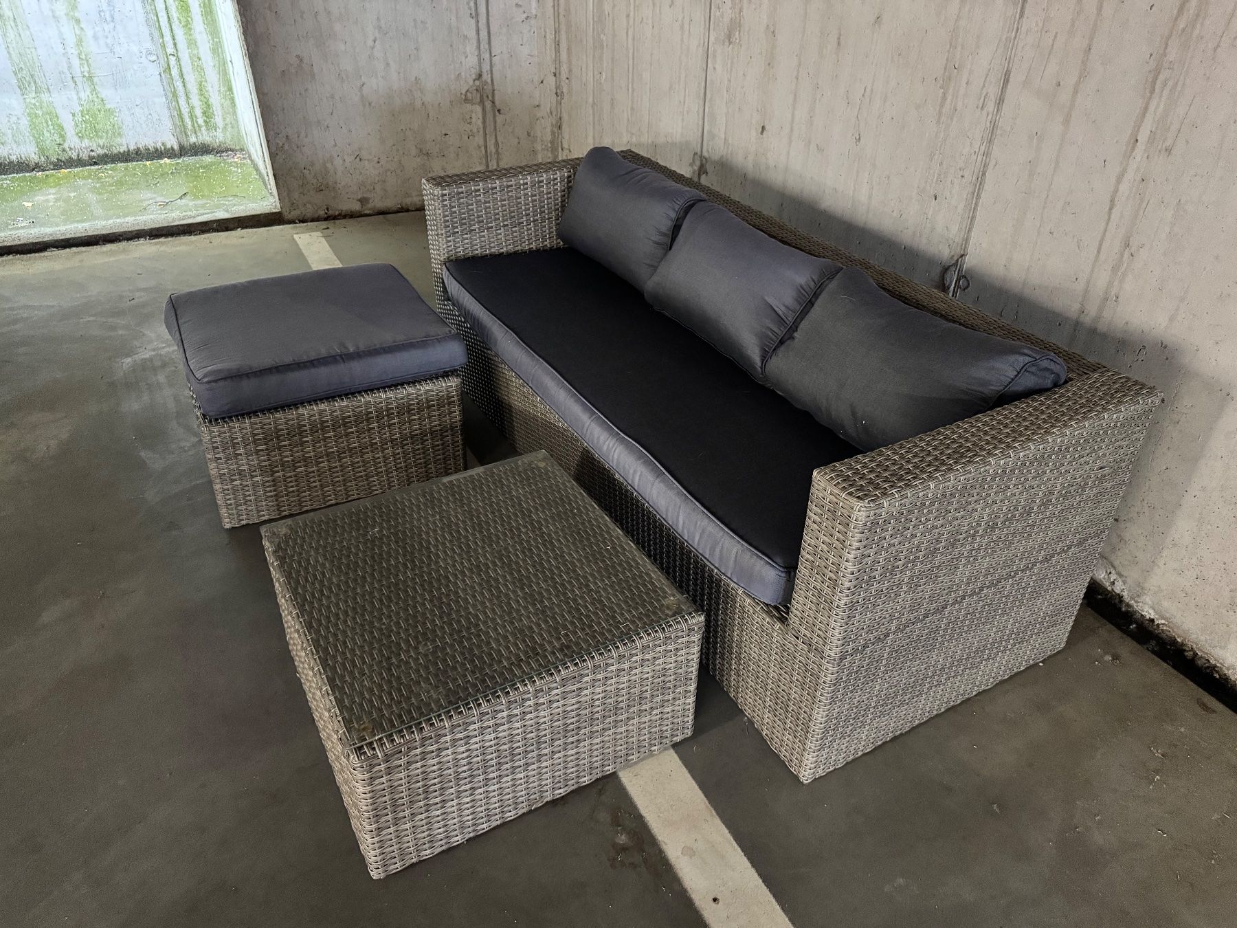 Divani: Gartenlounge 3-Teiler Rattan Optik – Usato da Aesch BL venduto da zubesuch 2