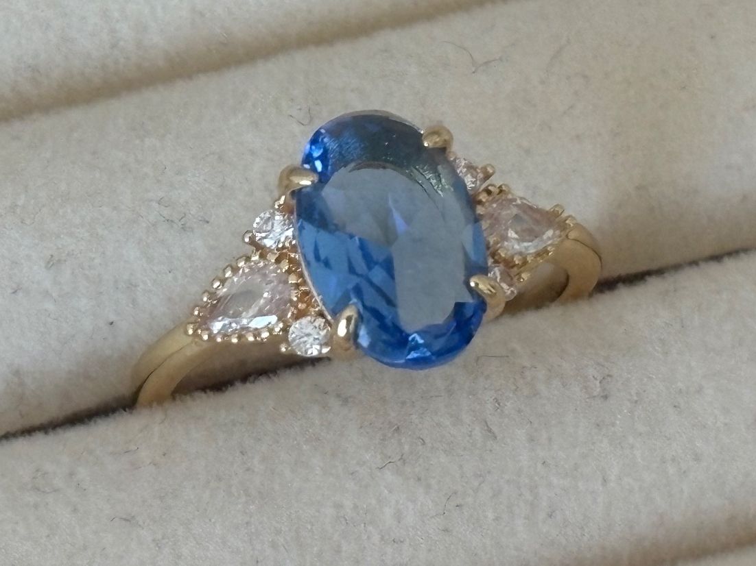Anelli: Luxus Elegante Gr.19/9 Ring Farbe:  Gold/ blau – Nuovo (secondo la descrizione) da Biel-Bienne venduto da Roserosse13 7