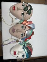 Drei Wandmasken Keramik dekorativ handbemalt Zustand gut