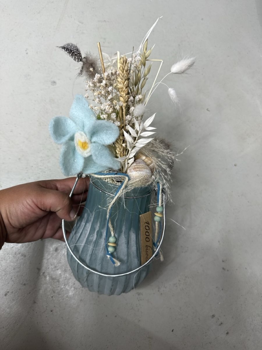 Toutes les décorations: Décoration florale séchée vase bleu clair ornement – Neuf (Voir description) à Chenens par anasantos90 3