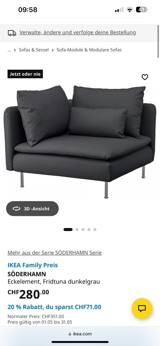 Divani: IKEA Söderhamn Ecksofa, dunkelgrau, sehr bequem! – Usato da Zug venduto da ber_h2rs 8