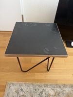 Beistelltisch schwarz Holzplatte Metallbeine gebraucht