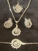 Silber 925 Schmuckset, Kette, Armband, Ring, Ohrringe