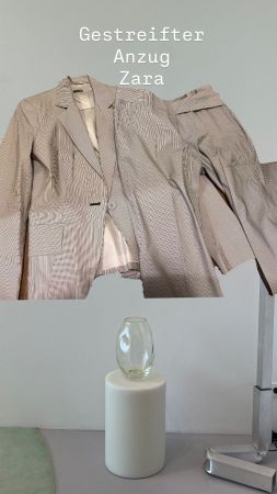 Zara Basic Hosenanzug grau gestreift, Gr. M, top Zustand!