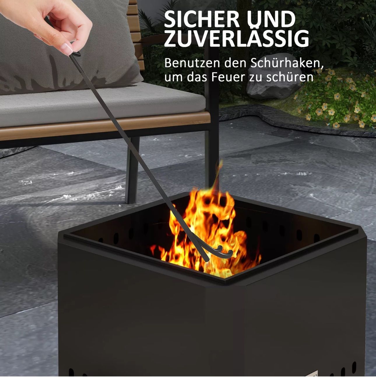 Feuerschale: Feuerschale, quadratischer Feuerstelle, rauchfreier – Neu und originalverpackt aus Amriswil von JaJa-Express 5