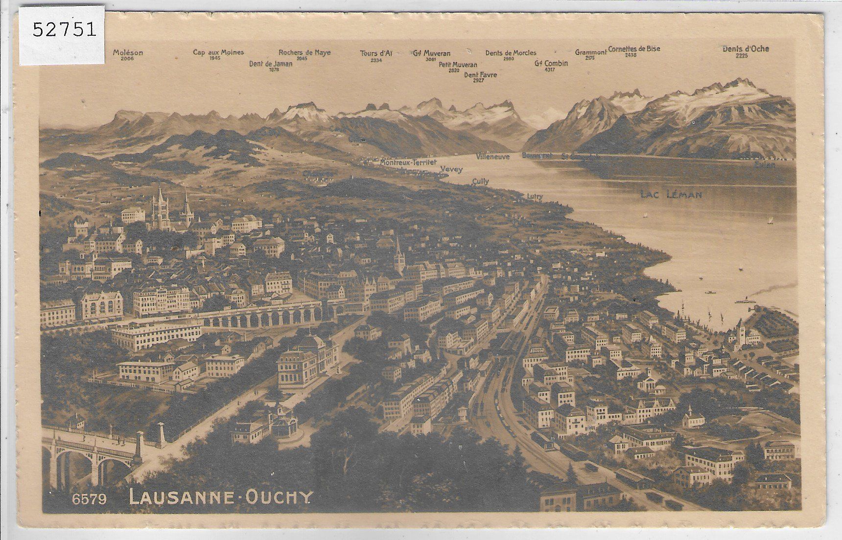 Cartoline postali: Lausanne-Ouchy - Panorama – Usato da Ettingen venduto da Kartenplanet