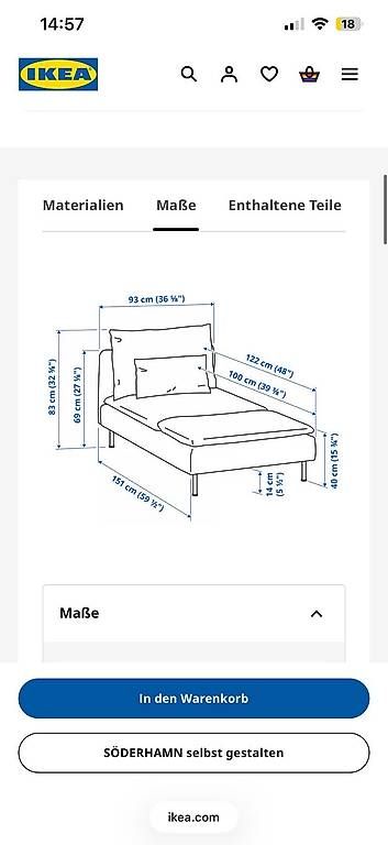 Divani: Söderhamn Recamiere von Ikea – Usato da Schellenberg venduto da tatjana05 2