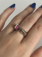 Vintage Silber Ring mit rosa und weissem Steinen
