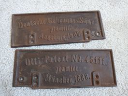2x antiker Platte aus Gusseisen werbung Schild