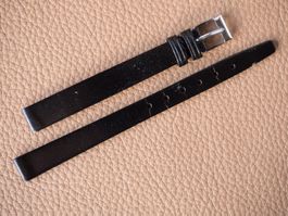 vintage Uhrenlederband 10mm NOS schwarz silb. Schliesse 10