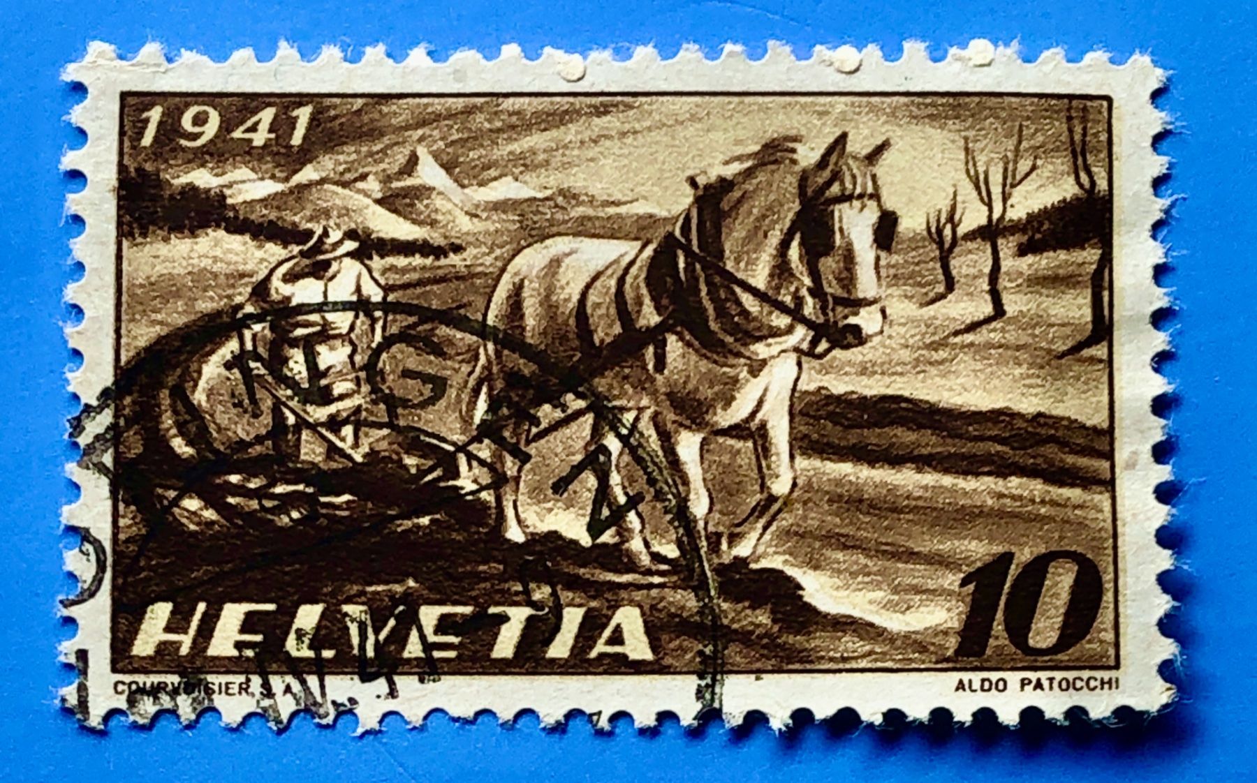 Tutti i francobolli: Nr.252 Bauer,Pferd,Pflug  GESTEMPELT 1941   – Usato da Aarau venduto da Billa007