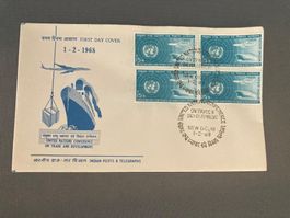 Indien UNO Briefmarke Erstdagsbrief 1968 Konferenz New Delhi