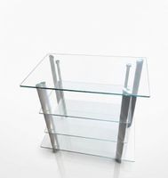 Glas TV-Regal / HiFi-Rack mit Metallsäulen