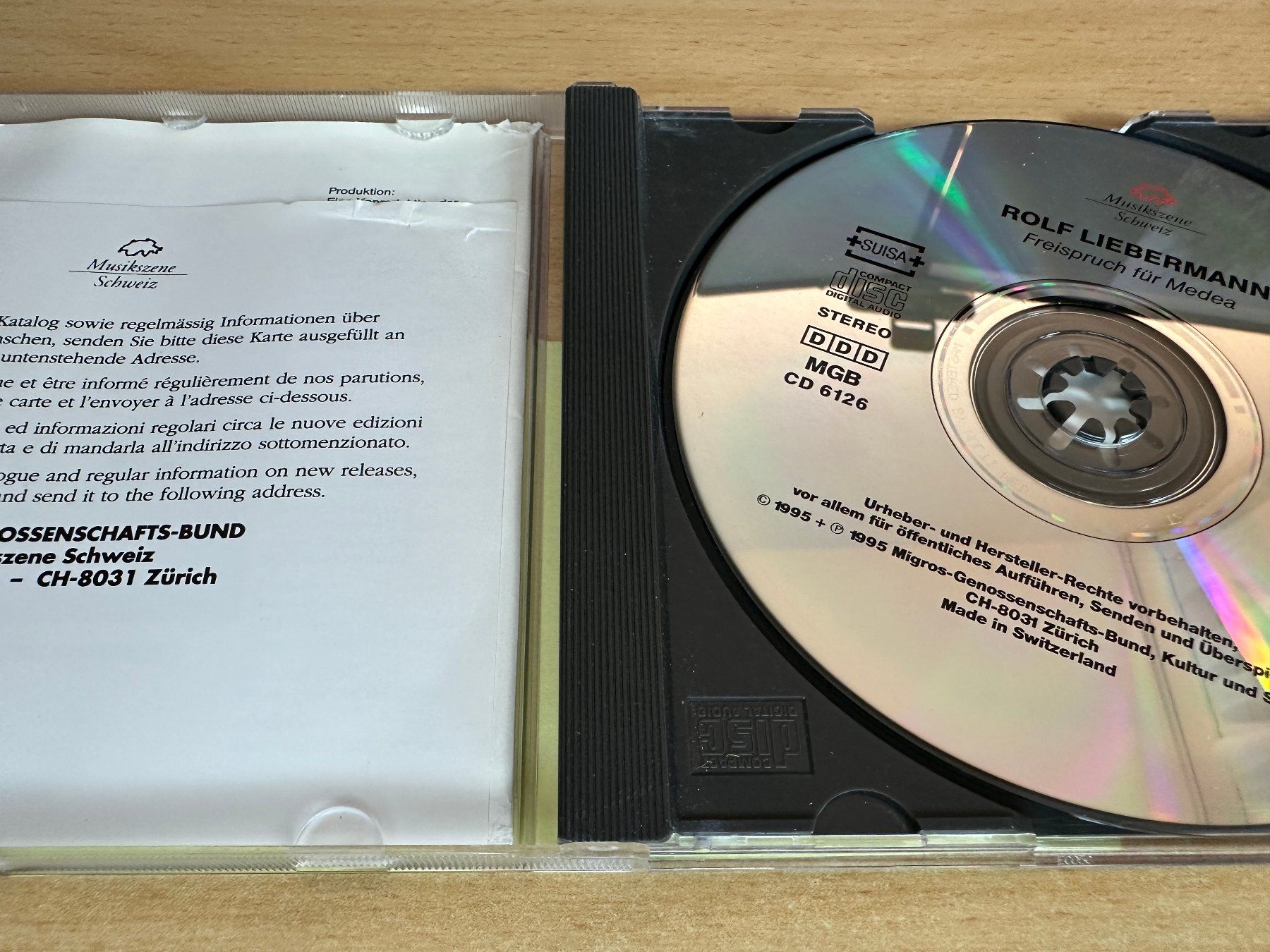 CDs: Rolf Liebermann – Freispruch Für Medea – Gebraucht aus Rikon im Tösstal von Alpenmutz 2