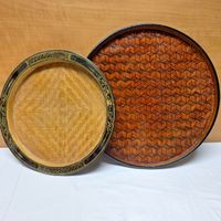 Vintage, asiatische Flechtkunst, Serviertablet geflochten