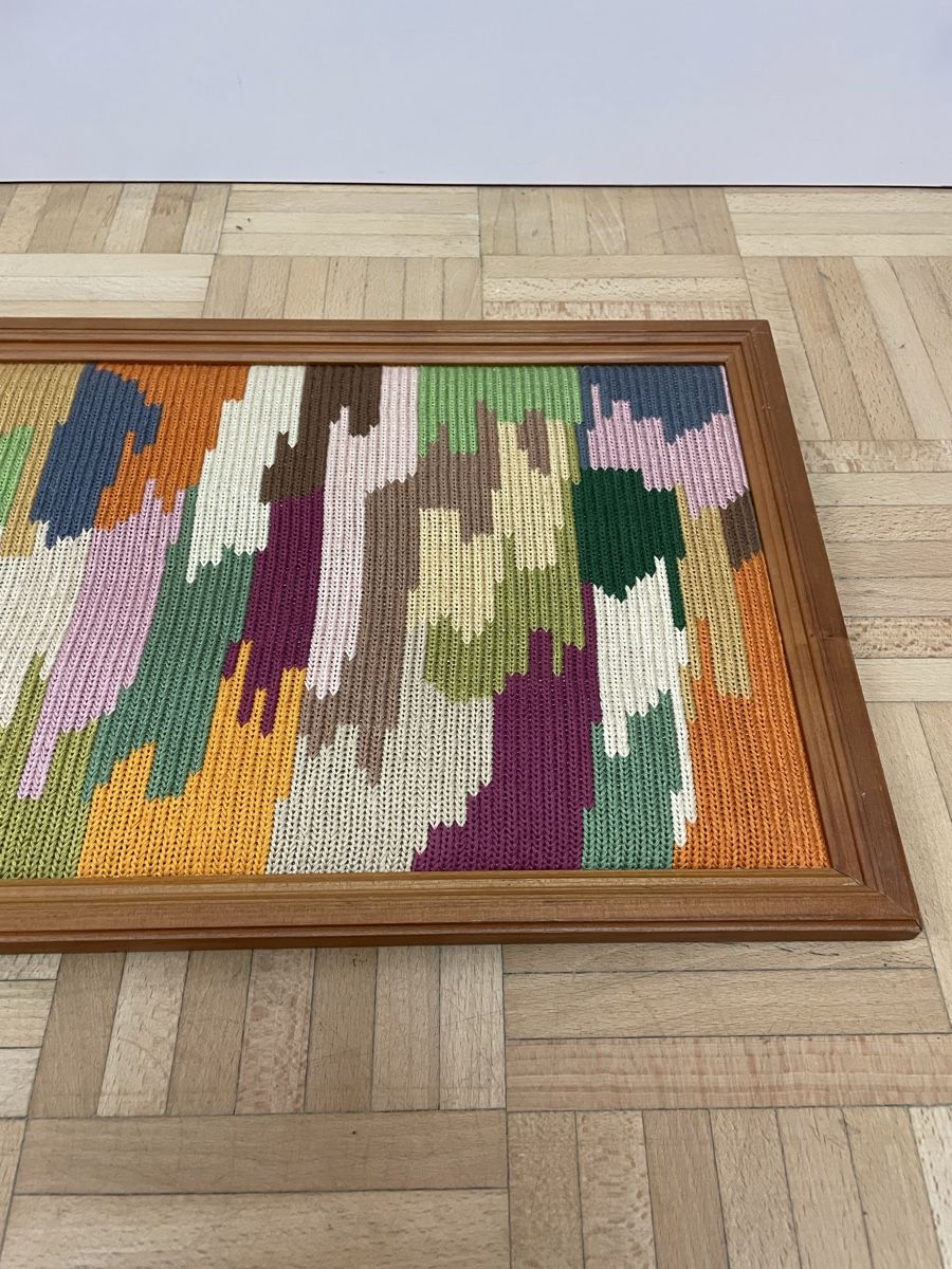 Dipinti: Abstrakte Kunst Textil Komposition gerahmt Camouflage Stoff – Usato da Zürich venduto da Vintagewiesel 3
