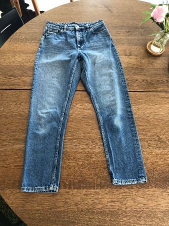 MONKI Mom Jeans W27 100% Coton Bleu Foncé