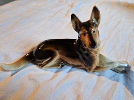 Schäferhund Figur aus Ton mit Top Bemalung!