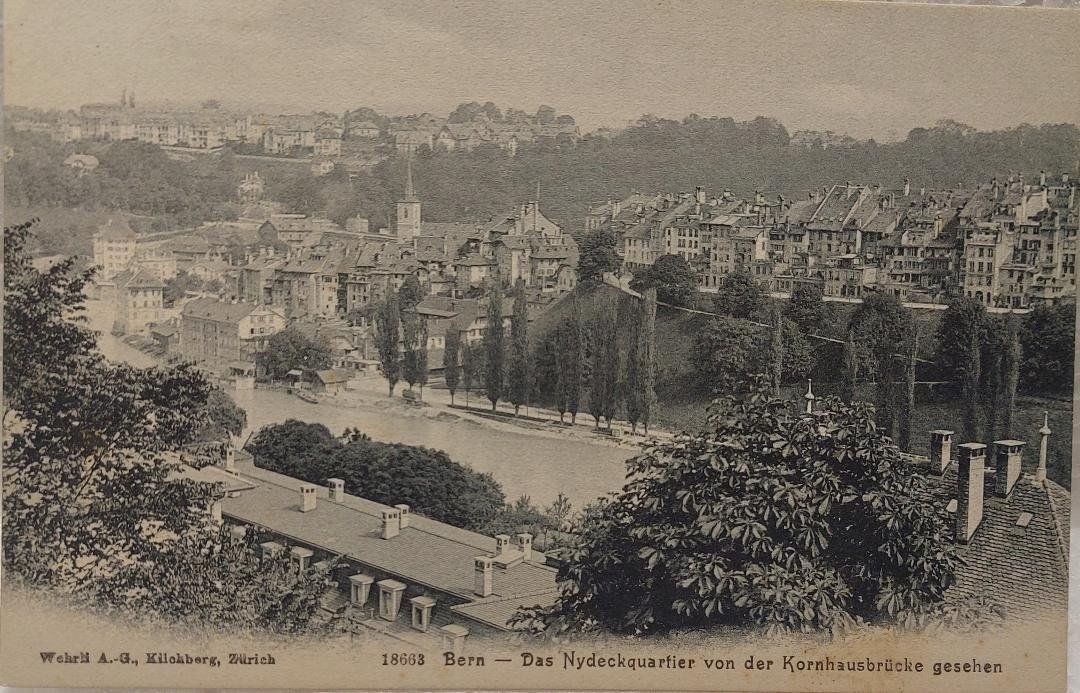 Ansichtskarten: BERN - Das Nydeckquartier von der Kornhausbrücke gesehen – Gebraucht aus Delémont von Domdom1