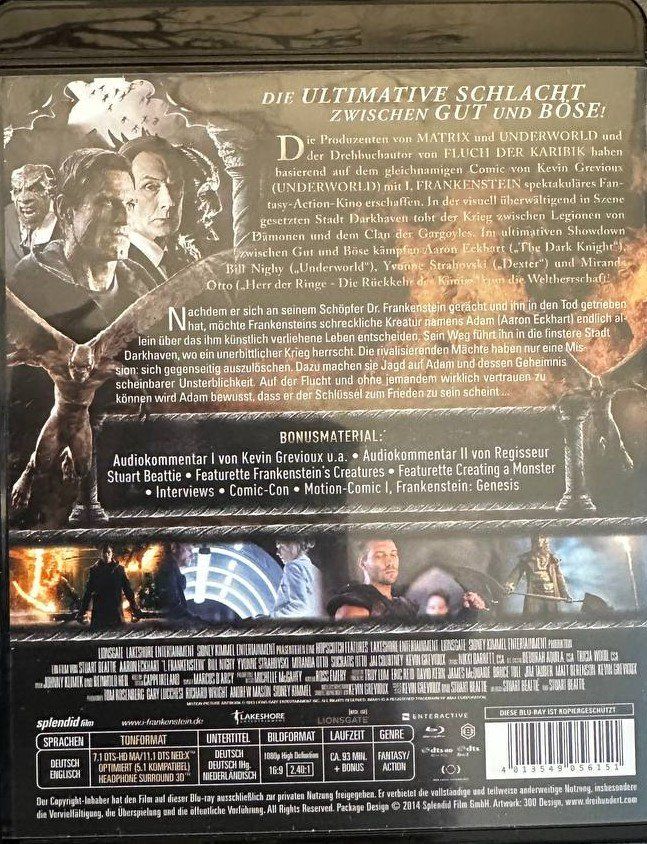 Tutti i DVDs: Blu-ray I, Frankenstein 3D + Bonusmaterial Top Zustand – Usato da Beringen venduto da Mantafisch1 1