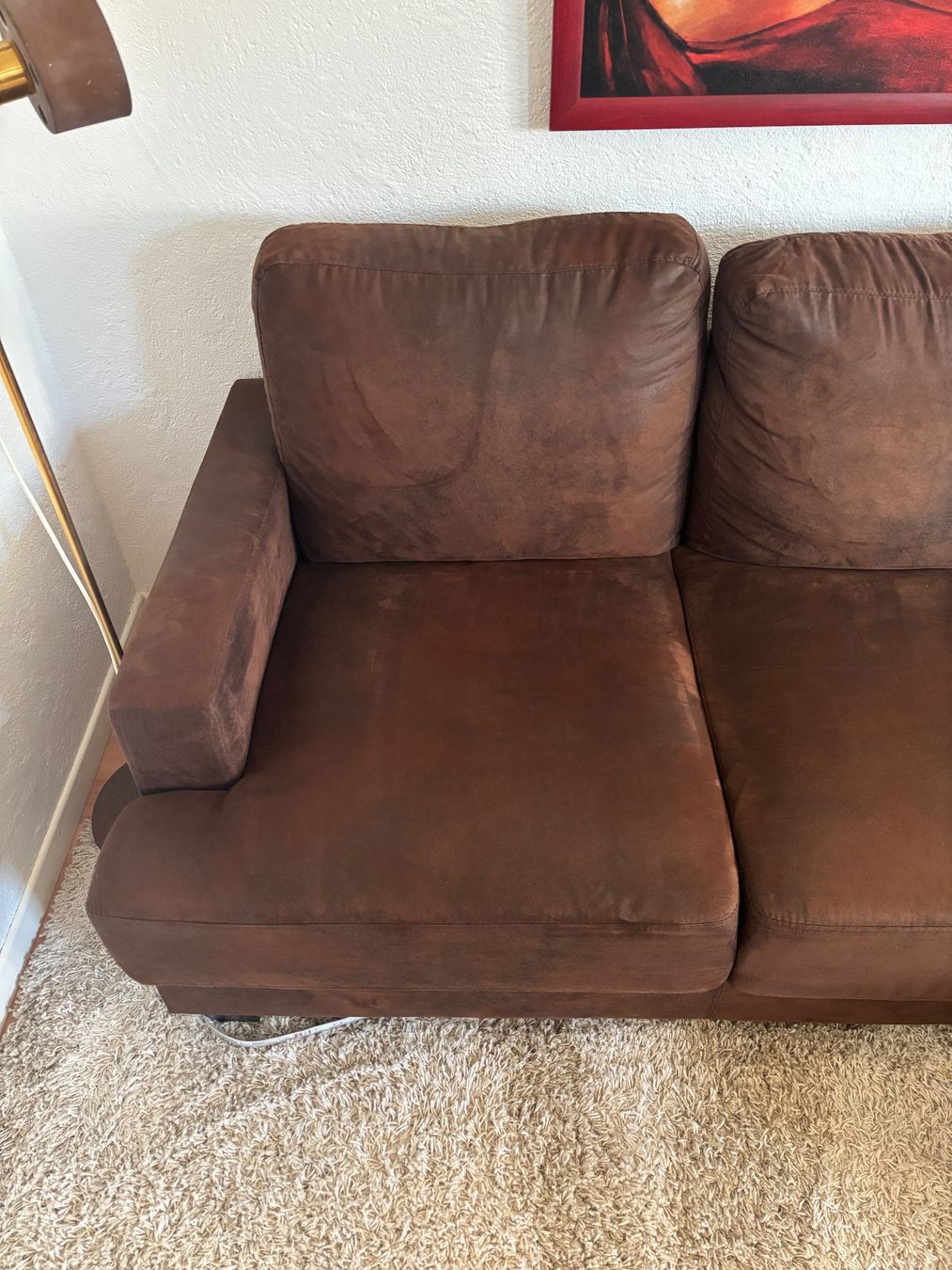 Divani: braunes Ecksofa Wildlederimitat – Usato da Volketswil venduto da ursina13 4
