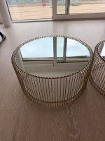Set 2 tables basses gigognes Westwing Wire dorées, miroir