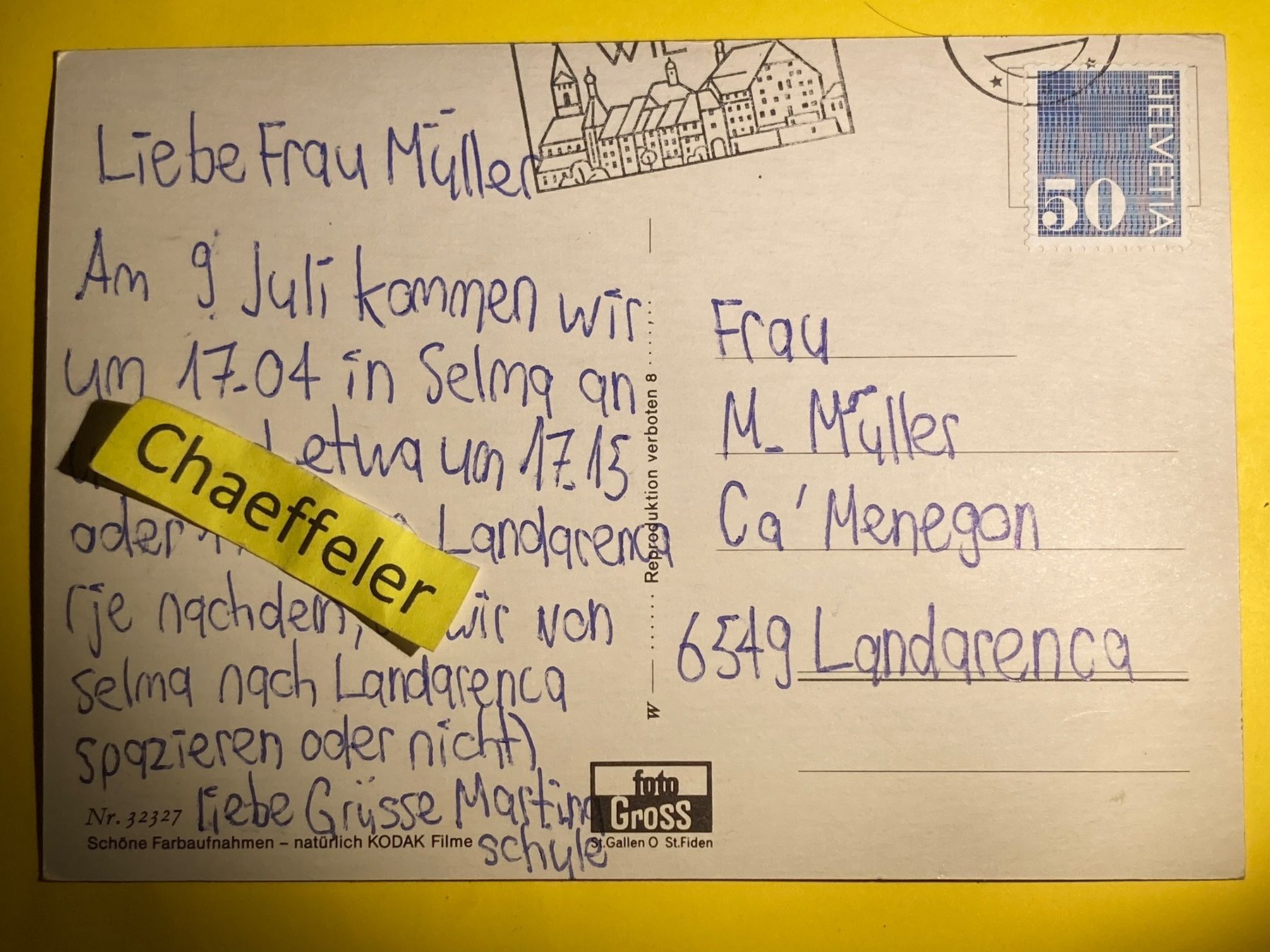 Cartoline postali: Sirnach TG – Usato da Zürich venduto da Chaeffeler 1