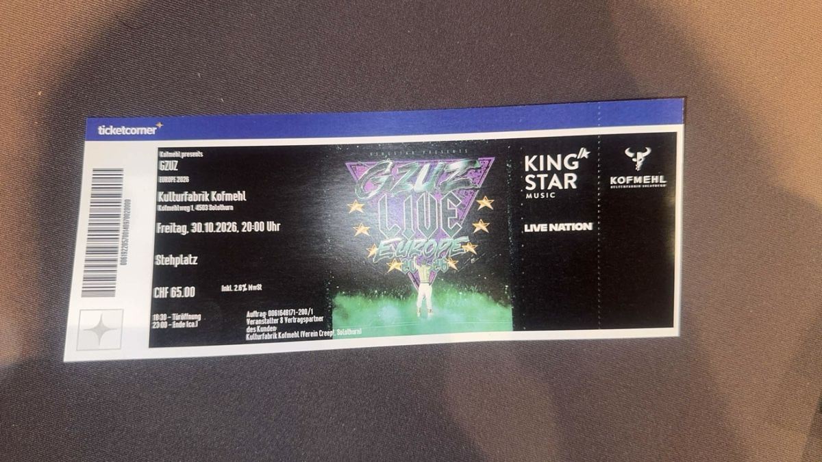 Billets: Gzuz Ticket Konzert – Neuf (Voir description) à Madiswil par Dom.luth