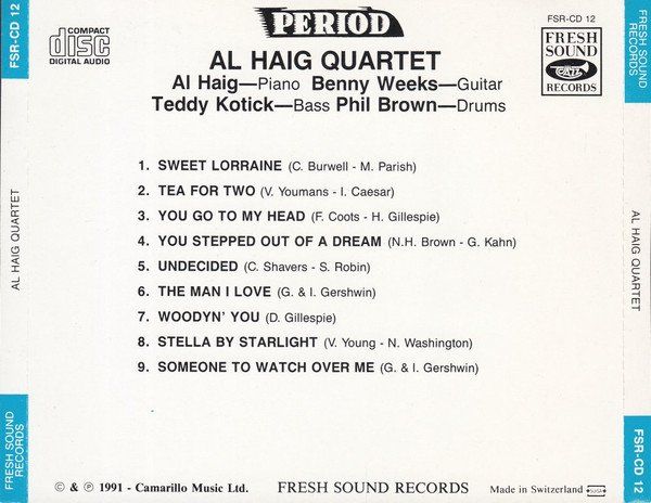 CD: Al Haig, Benny Weeks, Teddy Kotick, Phil Brown – Usato da Unterbäch venduto da gote 1