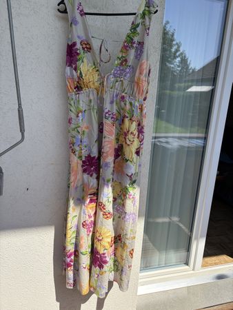 Kleid Blumenmuster H&M Grösse M Leinenmischung guter Zustand