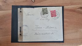 Zensurbrief Deutschland → Schweiz „Opened by Censor“ 1946