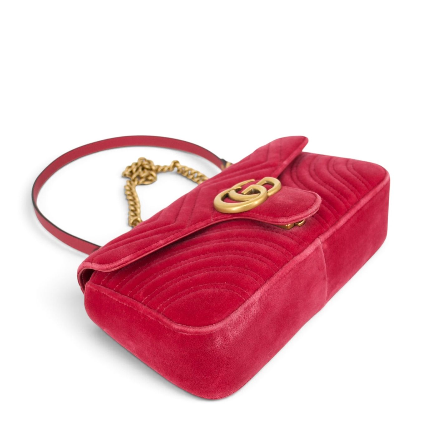 Gucci Borse da donna: Gucci GG Marmont Samt raspberry – Usato da Binningen venduto da Designerlabels 6