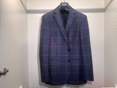 Boggi Milano Blazer 48, Fensterkaro, Wolle Seide Kaschmir