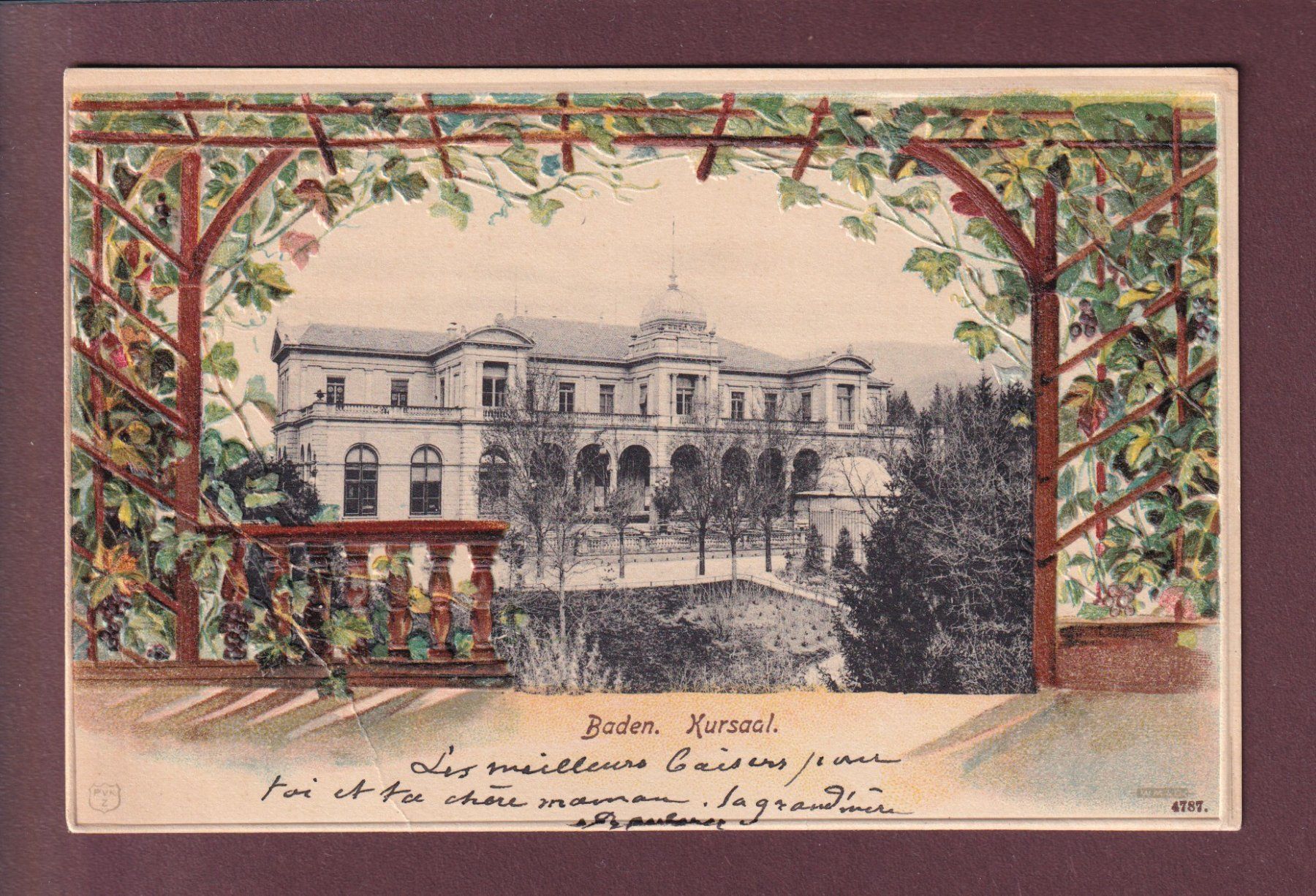Cartoline postali: BADEN - Kursaal - Präge // Falte // – Usato da Pully venduto da nicecards