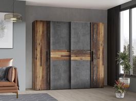 Kleiderschrank mit Schiebetür Holz-Beton Design