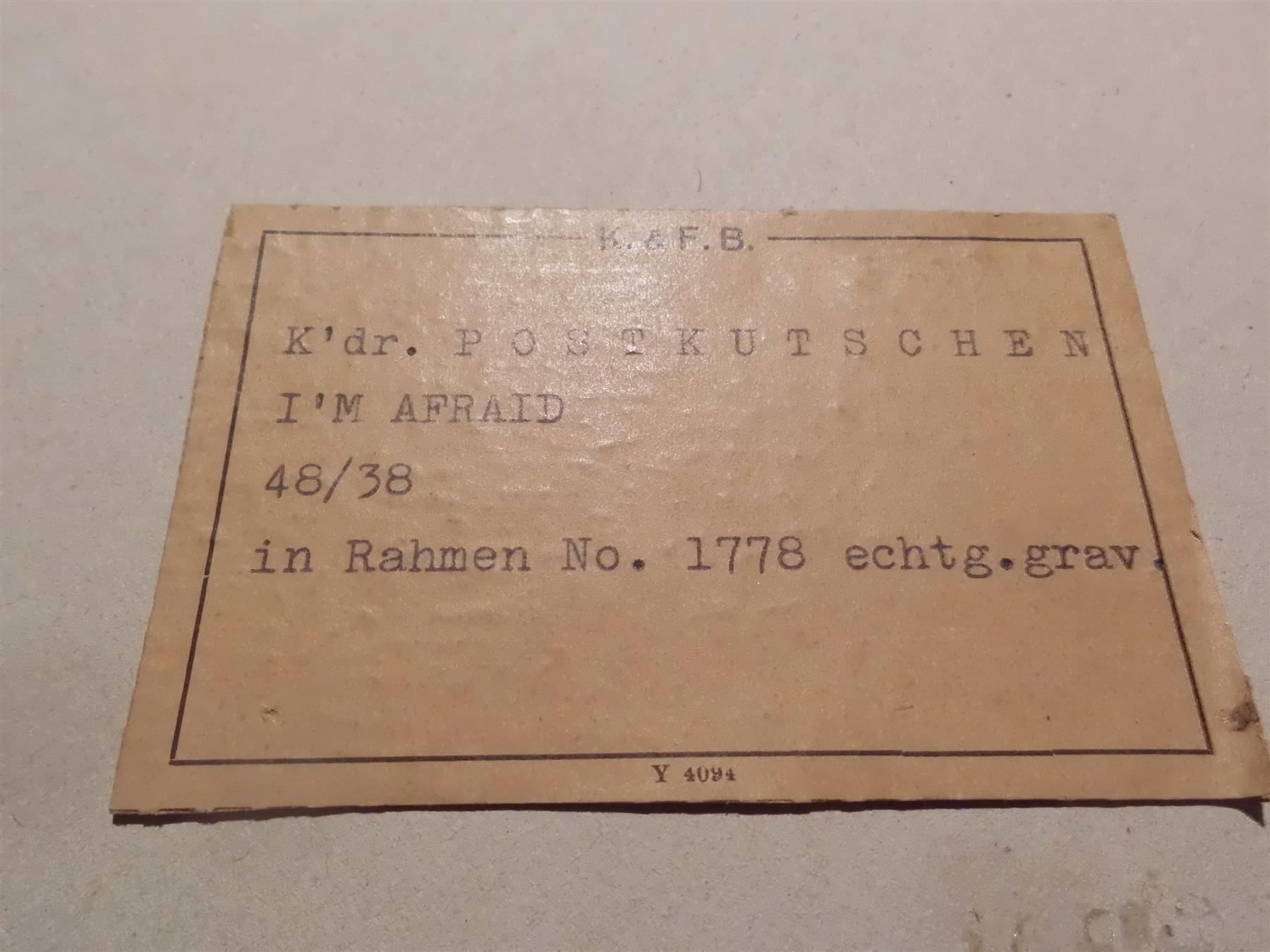 Posters & Illustrations: Bild Postkutschen I'm Afraid, mit Rahmen – D'occasion à Zürich par abraxas1291 2