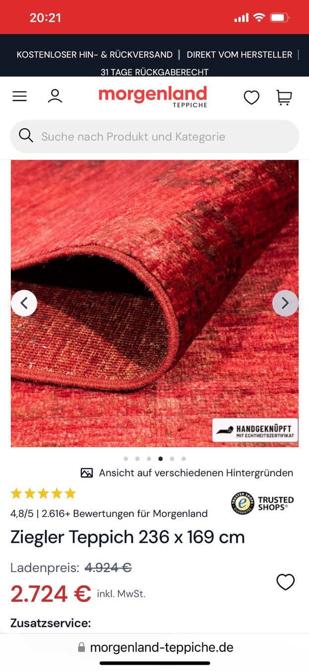 Tappeti: Orient-Teppich aus dem Hause Ziegler – Nuovo (secondo la descrizione) da Bolken venduto da mcleos 6